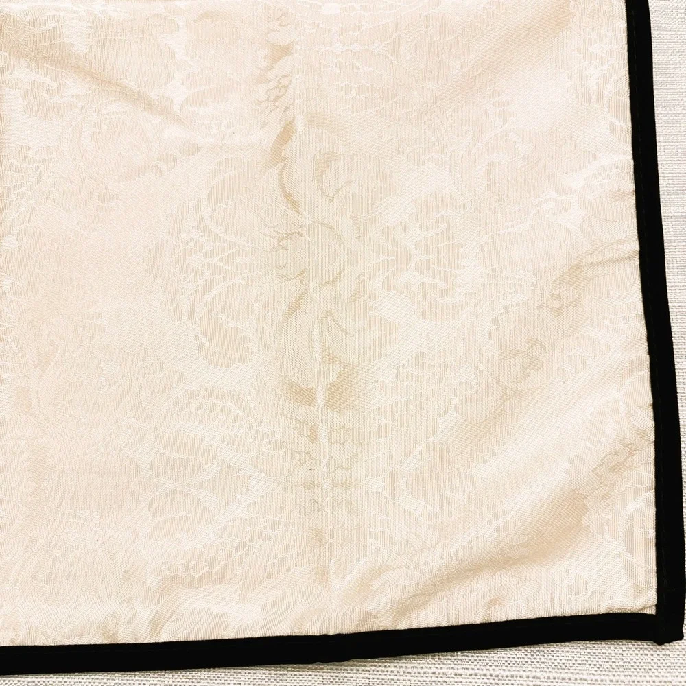Vintage W-C Designs 1992 Damask Dinner Napkins Set of 12 Ivory Velvet Trim